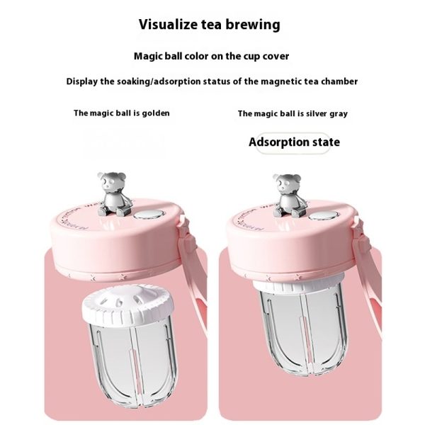 Taza de agua de vidrio magnético para separar el agua del té taza de té con filtro - Image 6