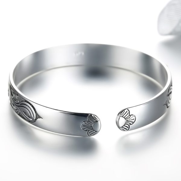 Pulsera de Plata para Mujer - Flor de Ciruelo con Hojas de Vid - Image 2