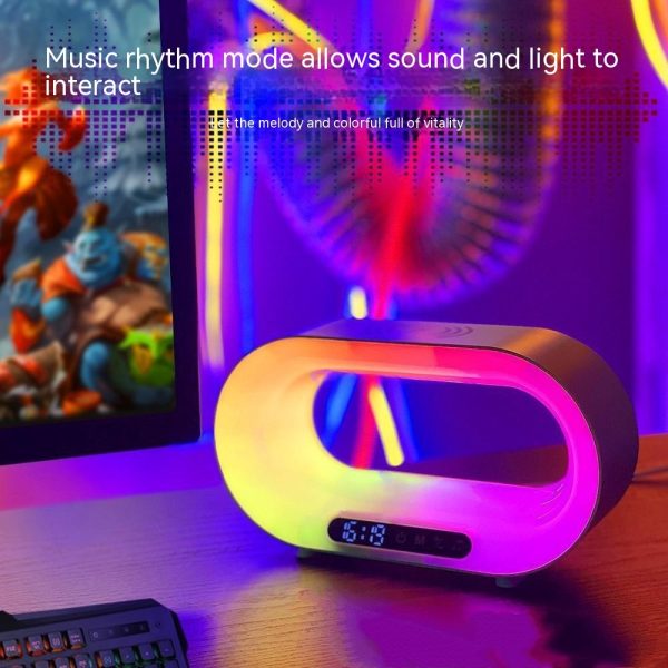 Lámpara de escritorio con luz nocturna LED multifunción 3 en 1, control por aplicación, ambiente RGB, cargador inalámbrico multifuncional inteligente, reloj despertador - Image 9